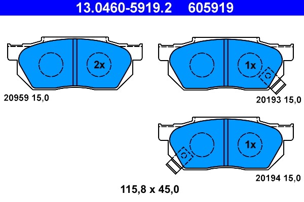 Bromsbeläggsats, Framaxel Ate 13.0460-5919.2 ATE