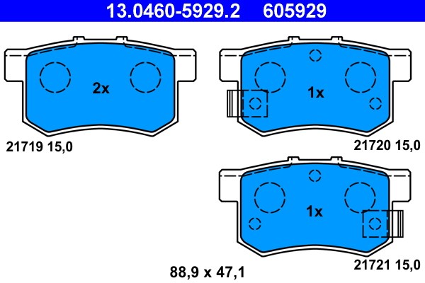 Bromsbeläggsats, Bakaxel Ate 13.0460-5929.2 ATE