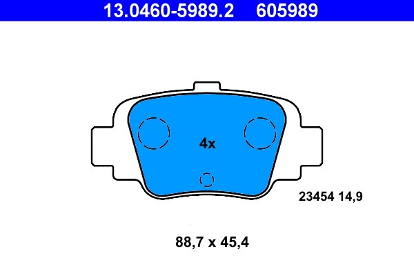 Bromsbeläggsats, Bakaxel Ate 13.0460-5989.2 ATE
