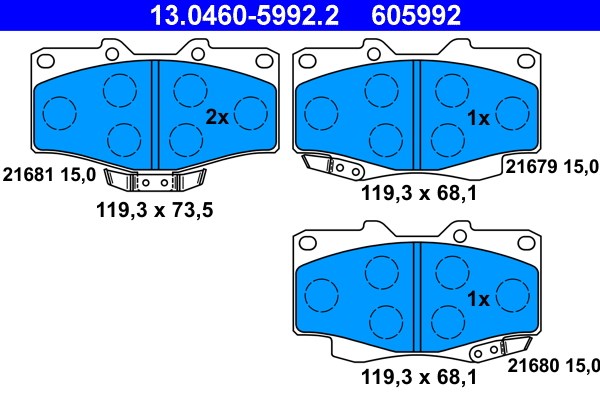 Bromsbeläggsats, Framaxel Ate 13.0460-5992.2 ATE