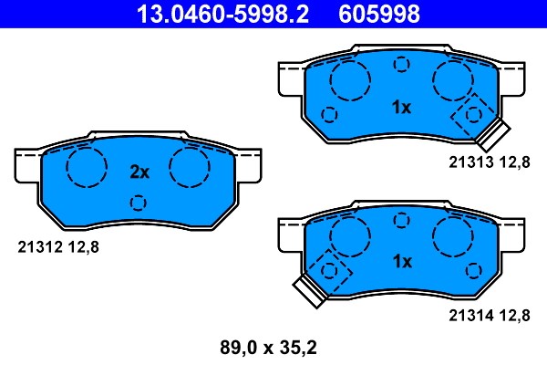 Bromsbeläggsats, Bakaxel Ate 13.0460-5998.2 ATE