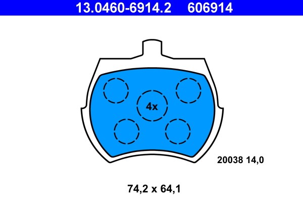 Bromsbeläggsats, Framaxel Ate 13.0460-6914.2 ATE