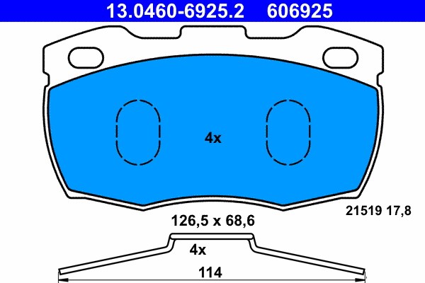 Bromsbeläggsats, Framaxel Ate 13.0460-6925.2 ATE