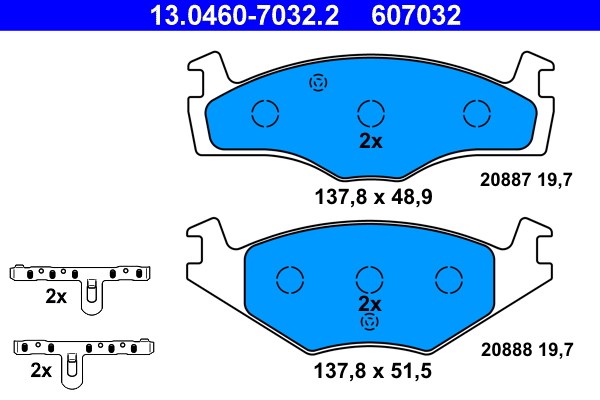 Bromsbeläggsats Solid, Framaxel Ate 13.0460-7032.2 ATE