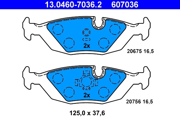 Bromsbeläggsats, Bakaxel Ate 13.0460-7036.2 ATE
