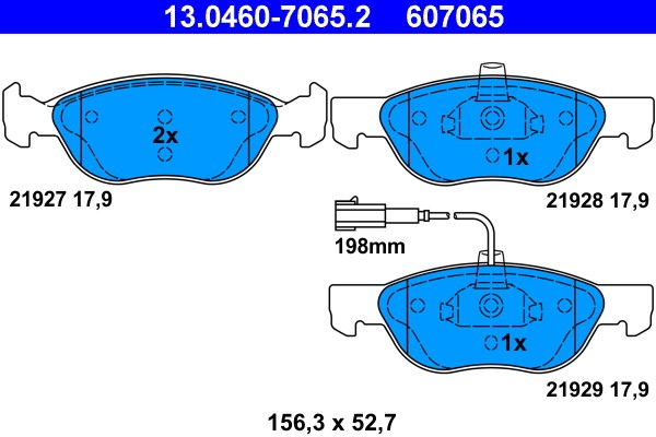 Bromsbeläggsats, Framaxel Ate 13.0460-7065.2 ATE