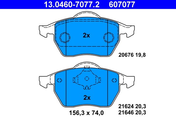 Bromsbeläggsats, Framaxel Ate 13.0460-7077.2 ATE