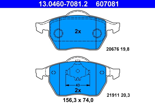 Bromsbeläggsats, Framaxel Ate 13.0460-7081.2 ATE