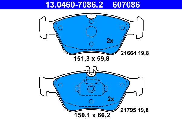 Bromsbeläggsats, Framaxel Ate 13.0460-7086.2 ATE