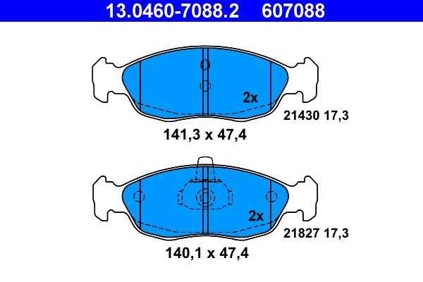 Bromsbeläggsats, Framaxel Ate 13.0460-7088.2 ATE