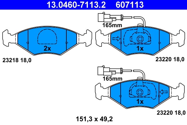 Bromsbeläggsats, Framaxel Ate 13.0460-7113.2 ATE