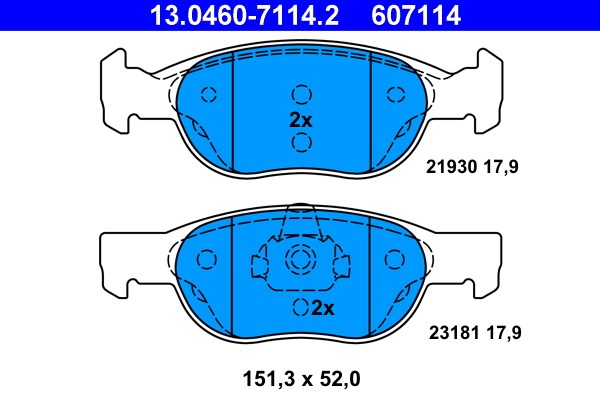 Bromsbeläggsats, Framaxel Ate 13.0460-7114.2 ATE
