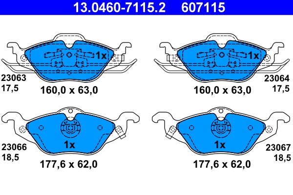 Bromsbeläggsats, Framaxel Ate 13.0460-7115.2 ATE