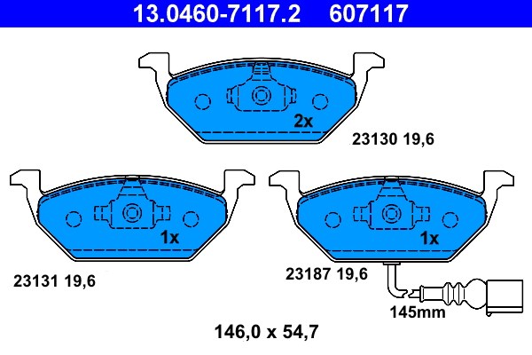 Bromsbeläggsats, Framaxel Ate 13.0460-7117.2 ATE