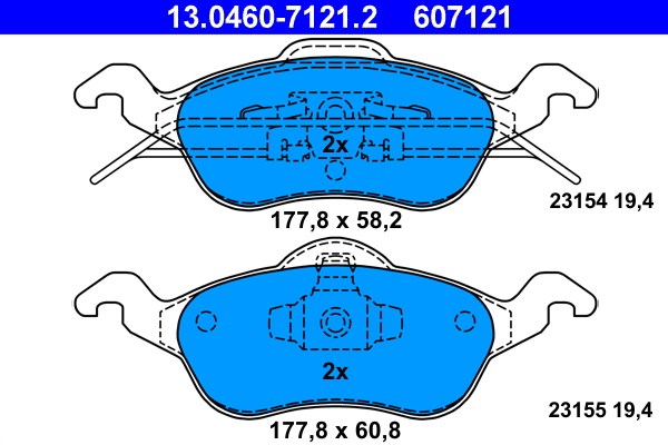 Bromsbeläggsats, Framaxel Ate 13.0460-7121.2 ATE