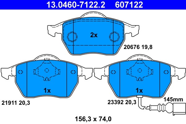 Bromsbeläggsats, Framaxel Ate 13.0460-7122.2 ATE