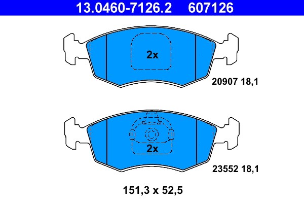 Bromsbeläggsats, Framaxel Ate 13.0460-7126.2 ATE