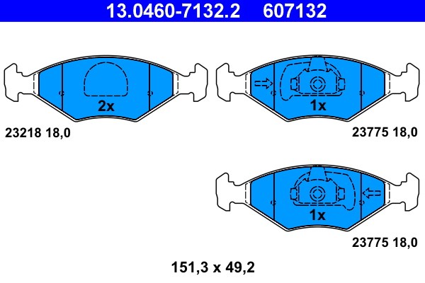 Bromsbeläggsats, Framaxel Ate 13.0460-7132.2 ATE