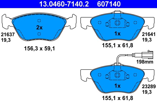 Bromsbeläggsats, Framaxel Ate 13.0460-7140.2 ATE