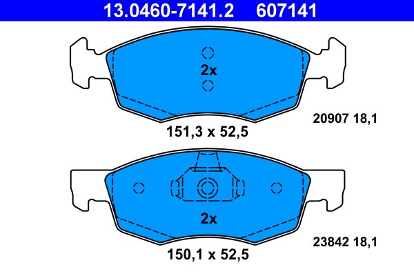 Bromsbeläggsats, Framaxel Ate 13.0460-7141.2 ATE