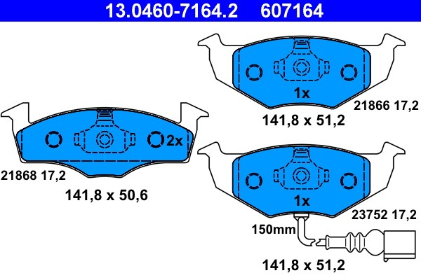 Bromsbeläggsats, Framaxel Ate 13.0460-7164.2 ATE