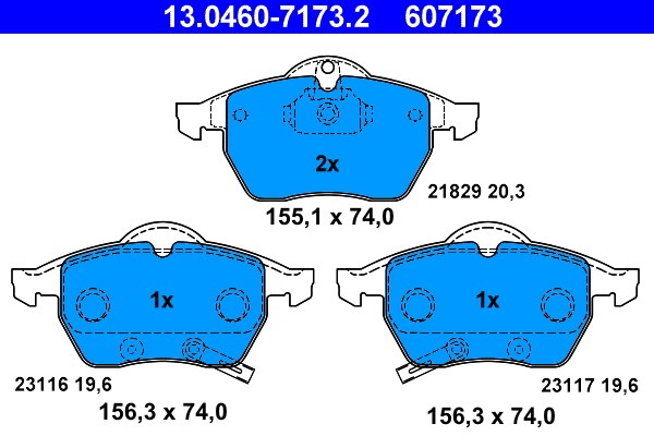 Bromsbeläggsats, Framaxel Ate 13.0460-7173.2 ATE