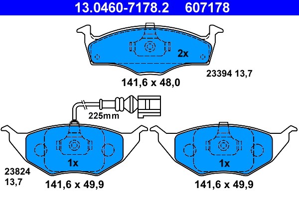 Bromsbeläggsats, Framaxel Ate 13.0460-7178.2 ATE