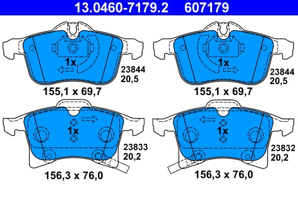 Bromsbeläggsats, Framaxel Ate 13.0460-7179.2 ATE