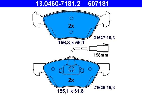 Bromsbeläggsats, Framaxel Ate 13.0460-7181.2 ATE