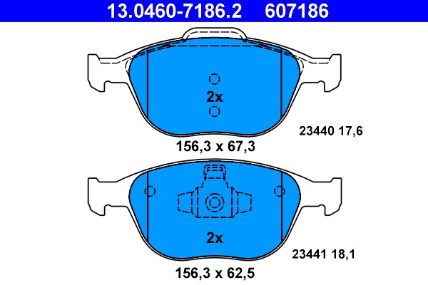 Bromsbeläggsats, Framaxel Ate 13.0460-7186.2 ATE