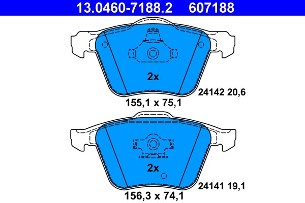 Bromsbeläggsats, Framaxel Ate 13.0460-7188.2 ATE Bromsbeläggsats, Framaxel Ate 13.0460-7188.2 ATE