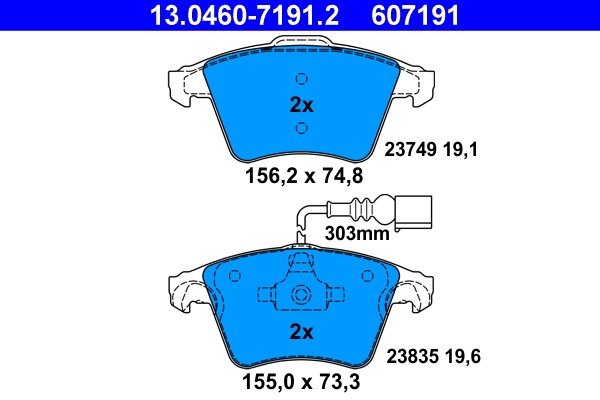 Bromsbeläggsats, Framaxel Ate 13.0460-7191.2 ATE