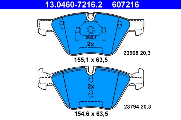 Bromsbeläggsats, Framaxel Ate 13.0460-7216.2 ATE