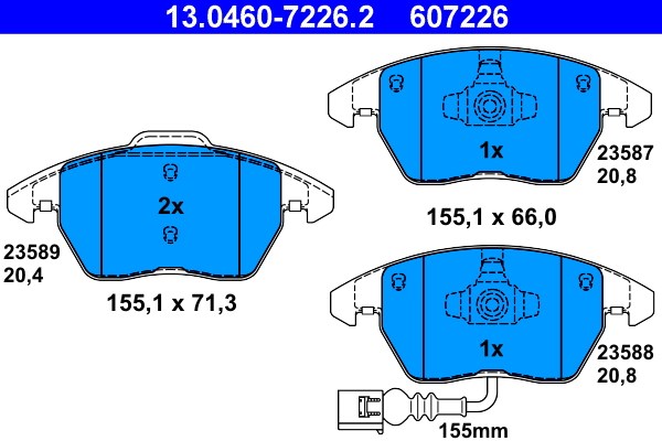 Bromsbeläggsats, Framaxel Ate 13.0460-7226.2 ATE