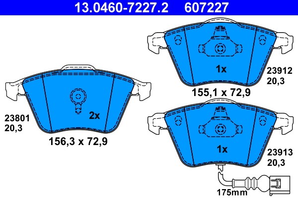 Bromsbeläggsats, Framaxel Ate 13.0460-7227.2 ATE