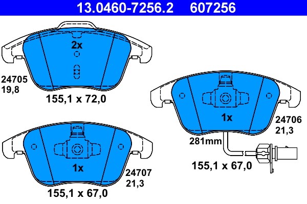 Bromsbeläggsats, Framaxel Ate 13.0460-7256.2 ATE