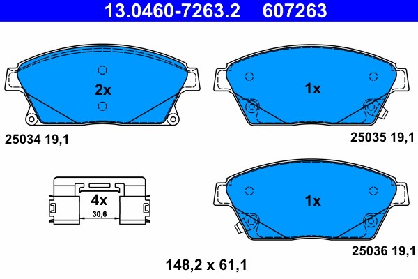 Bromsbeläggsats, Framaxel Ate 13.0460-7263.2 ATE