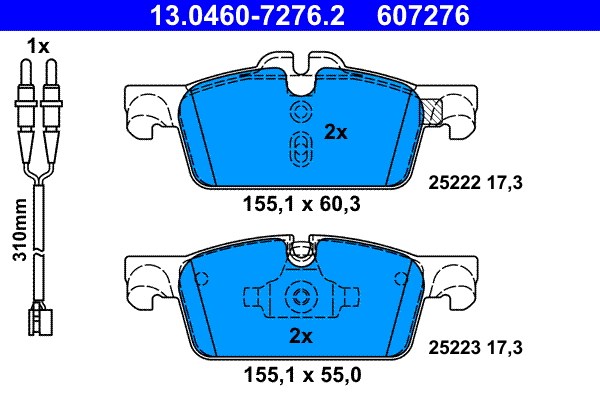Bromsbeläggsats, Framaxel Ate 13.0460-7276.2 ATE