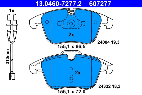 Bromsbeläggsats, Framaxel Ate 13.0460-7277.2 ATE