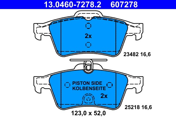 Bromsbeläggsats, Bakaxel Ate 13.0460-7278.2 ATE