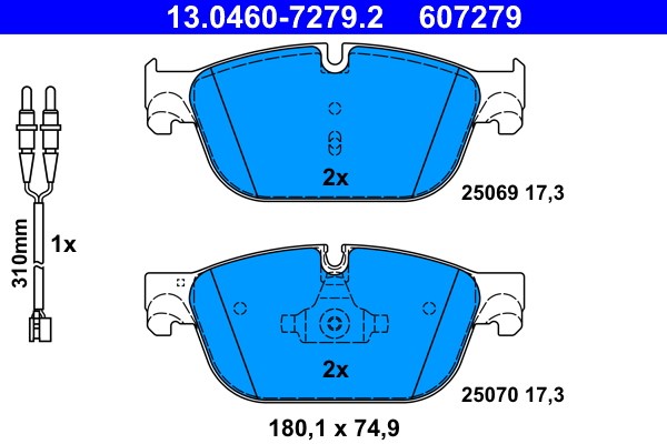 Bromsbeläggsats, Framaxel Ate 13.0460-7279.2 ATE