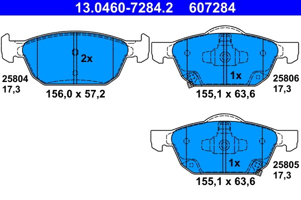 Bromsbeläggsats, Framaxel Ate 13.0460-7284.2 ATE
