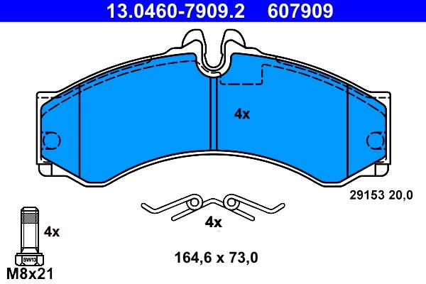 Bromsbeläggsats, Framaxel, Bakaxel Ate 13.0460-7909.2 ATE