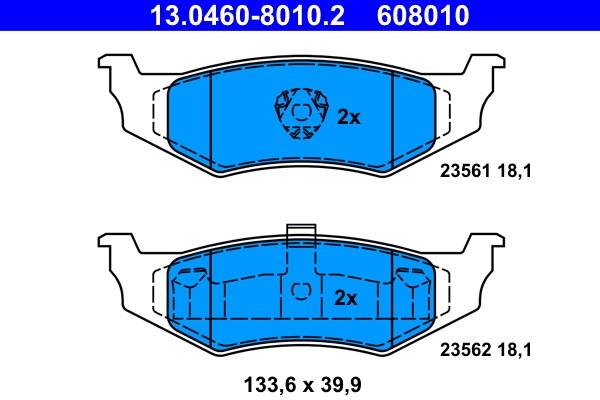Bromsbeläggsats, Bakaxel Ate 13.0460-8010.2 ATE