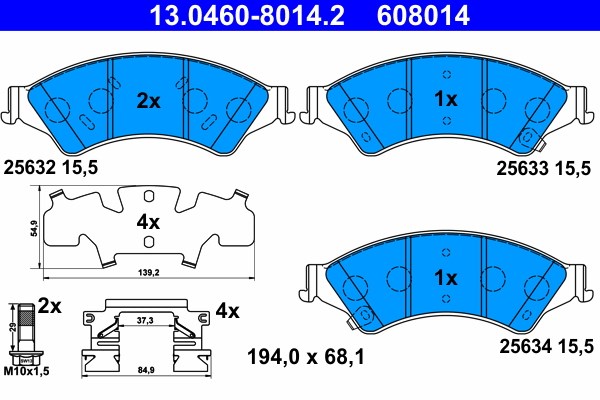 Bromsbeläggsats, Framaxel Ate 13.0460-8014.2 ATE