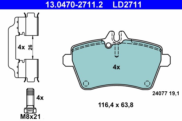 Bromsbeläggsats, Framaxel Ate Ate ceramic 13.0470-2711.2 ATE