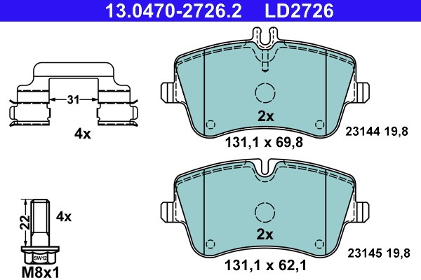 Bromsbeläggsats, Framaxel Ate Ate ceramic 13.0470-2726.2 ATE
