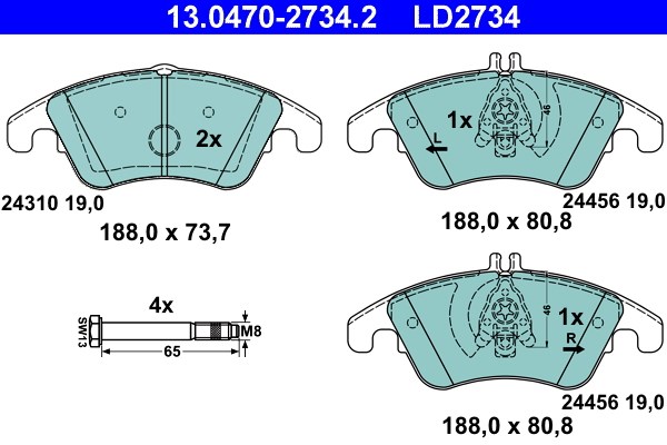 Bromsbeläggsats, Framaxel Ate Ate ceramic 13.0470-2734.2 ATE
