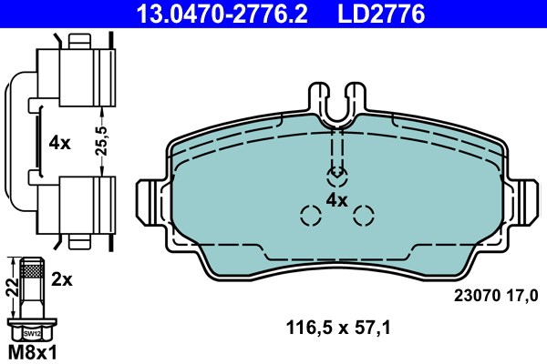 Bromsbeläggsats, Framaxel Ate Ate ceramic 13.0470-2776.2 ATE
