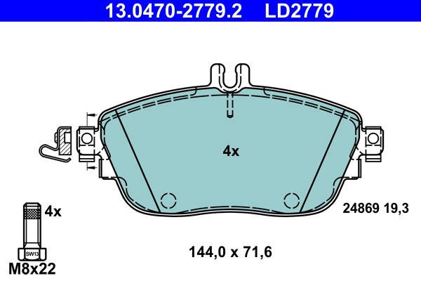 Bromsbeläggsats, Framaxel Ate Ate ceramic 13.0470-2779.2 ATE
